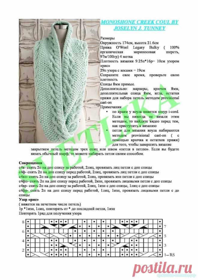 Красивое вязание | Снуд спицами