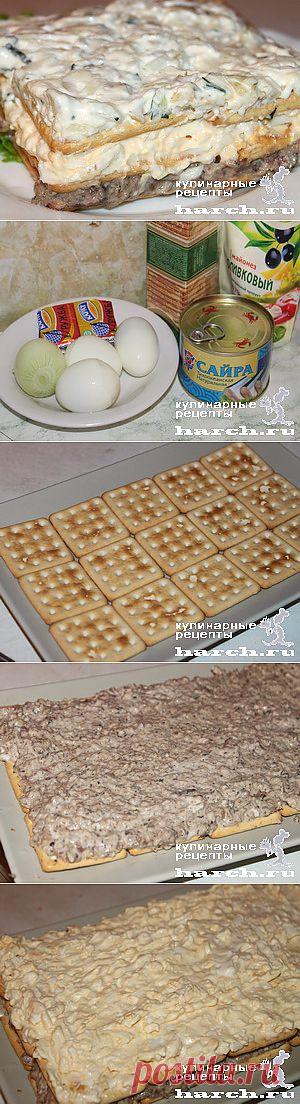 Салат-торт из рыбных консервов с крекерами “Чемпион” | Харч.ру - рецепты для любителей вкусно поесть