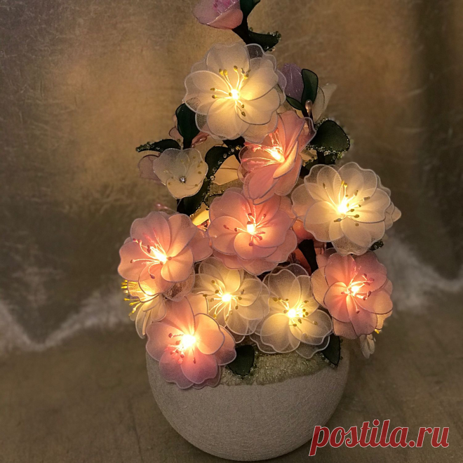 Заказать Светильник «Сакура» Цветы из капрона в интернет-магазине на Ярмарке Мастеров, цена: 4077 ₽. Товары ручной работы с доставкой по России и СНГ. ✓Описание, фото ✓Отзывы реальных покупателей
Светильник «Сакура» выполнен из капрона, проволоки и светодиодной гирлянды. Листочки украшены бисером. 20 светодиодов(свет тёплый белый). Работает от 3-х батареек.
Также выполню на заказ!