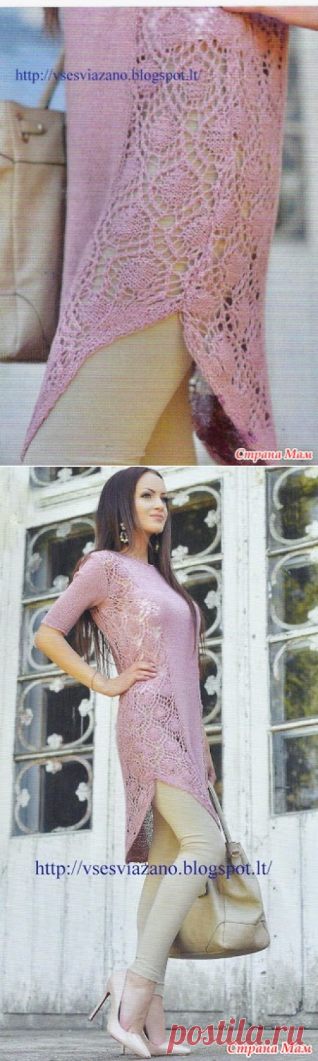 . Туника с ажурной полосой - Вязание - Страна Мам
