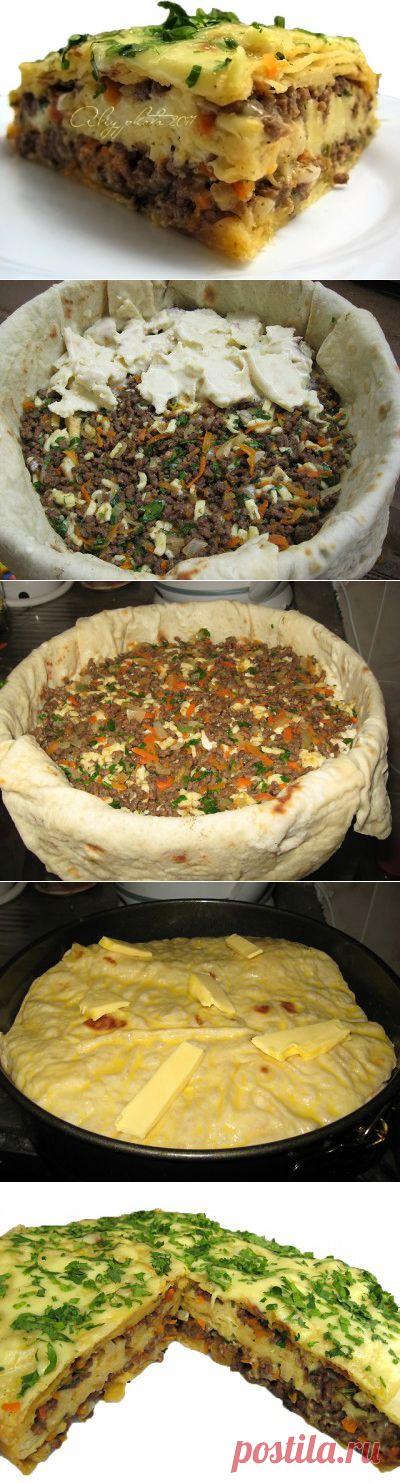 115. Мясной пирог из тонкого лаваша