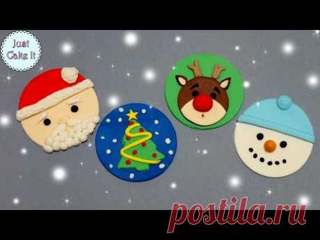 How to make easy Christmas fondant cupcake toppers!
