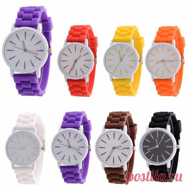 Часы женские с белым циферблатом силиконовым ремешком и яркими стрелками (в наличии сиреневые и шоколадные) - Часы / СЮРПРАЙЗ