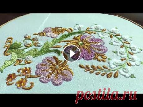 Hand Embroidery Gold and floss embroidery  Hand Embroidery Gold and floss embroidery...