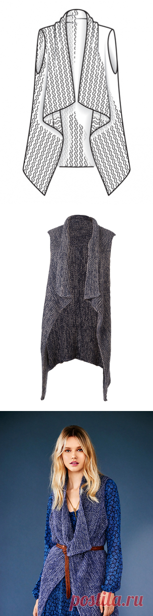 Жилет с драпирующимися полочками - выкройка № 140 из журнала 12/2016 Burda – выкройки жилетов на Burdastyle.ru