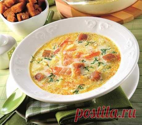 Рыбный суп с красной рыбой и плавленным сыром. Рецепт с фото