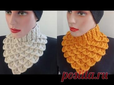 Gola de crochê - Ponto Crocodilo