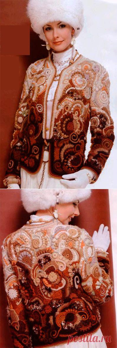 Моя копилка - Рукоделие: Коричневый жакет в технике ирландского кружева