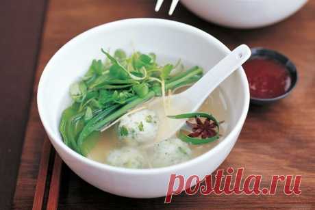 Chicken dumplings in broth