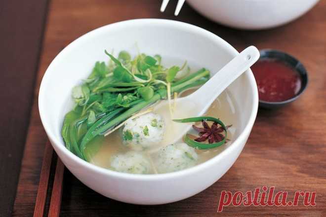 Chicken dumplings in broth
