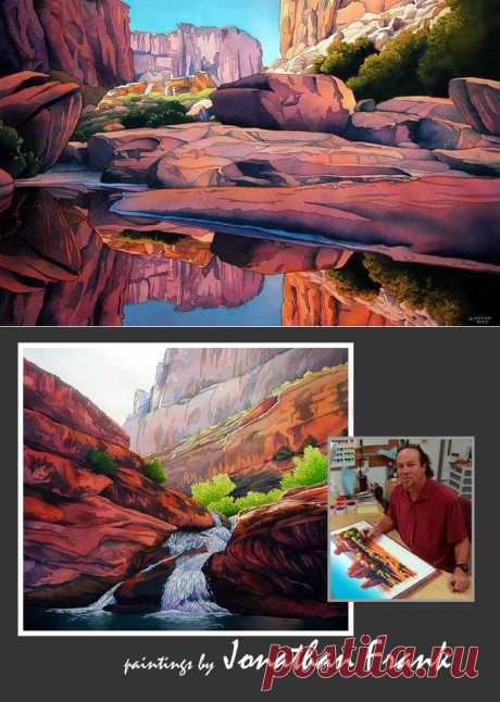 Уроки искусства - step-by-step. Акварель. Художник Jonathan Frank..