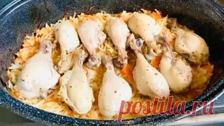 Капуста с курицей в духовке.