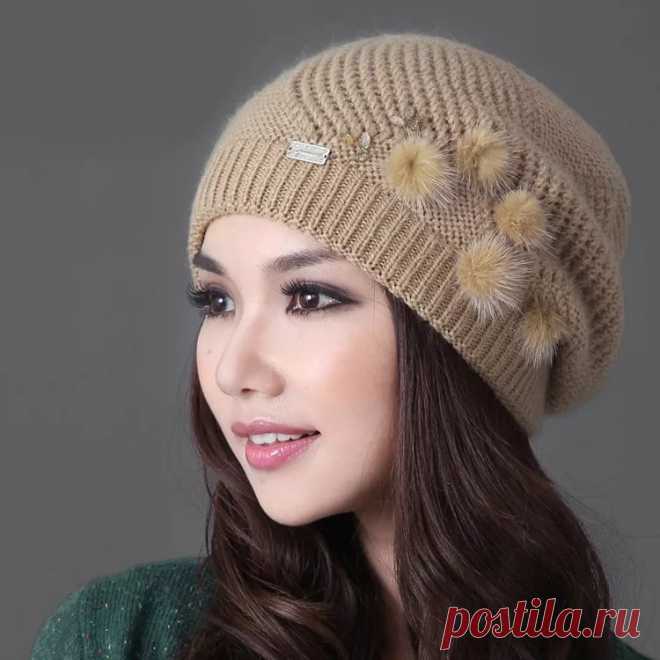 Женские зимние шерстяные шапки-фото - Меховой портал