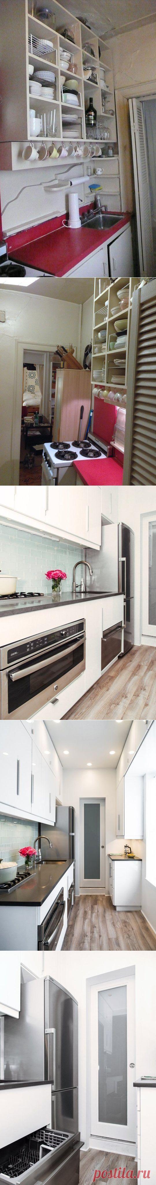До и после: удобная кухня на четырех квадратных метрах Нью-Йорка - InMyRoom.ru
У Дженифер появилась цель — сделать кухню современной, красивой и использовать каждый ее дюйм.
Вот, что она придумала: