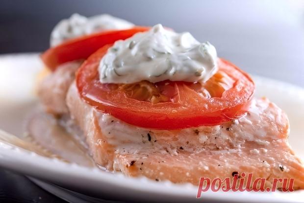 Горбуша, запеченная в сметанно-грибном соусе рецепт – Русская кухня: Основные блюда. «Еда»