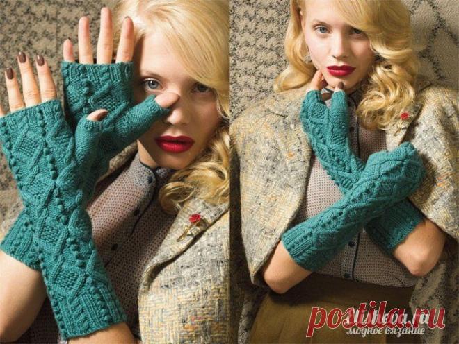 Изумрудные митенки "Изящество".