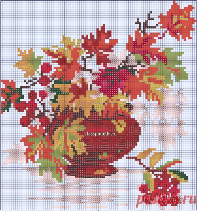 «Осенний букет» крестиком. - Поделки Осени - Поделки к праздникам - Каталог статей - Классные поделки