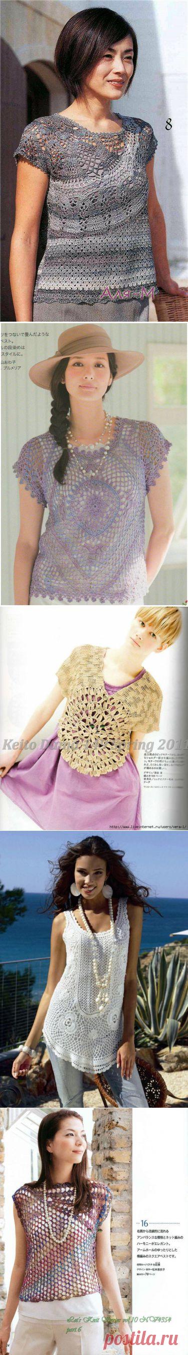 БЕЗрукавочки и блузки-медузки. Бродилка по дневникам № 18 | Вязание крючком и спицами