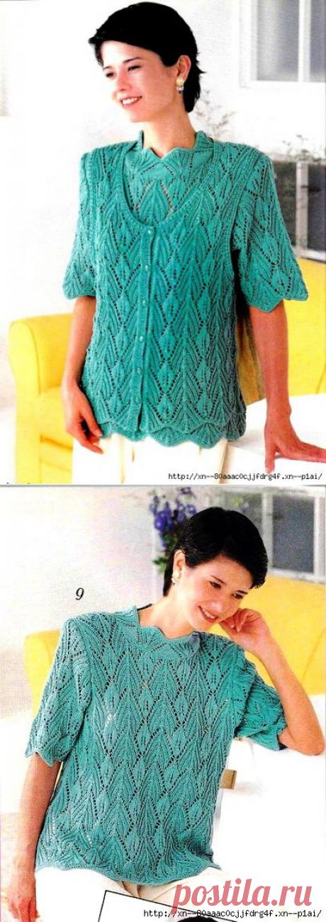 Элегантный комплект: жилет и блузка.