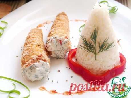 Куриные трубочки с начинкой и янтарным рисом - кулинарный рецепт