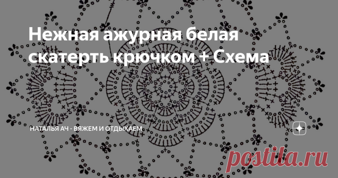 Нежная ажурная белая скатерть крючком + Схема Статья автора «Наталья Ач» в Дзене ✍: Я нашла схему интересного ажурного мотива крючком, из которого в программе сделала примерный образец как будет выглядеть вязаная скатерть.