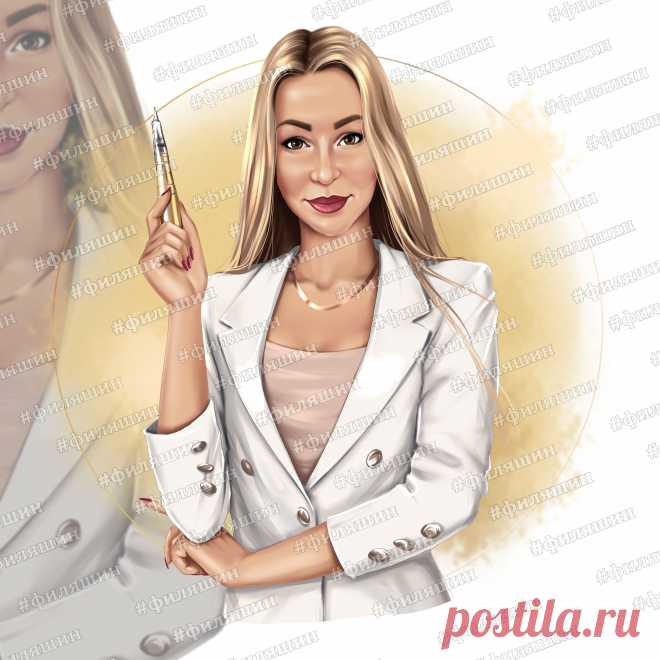 Бьюти аватарка мастер перманентного макияжа на светлом фоне. Рисунок по фото на заказ. Жмите на картинку чтобы выбрать другие варианты для аватарки