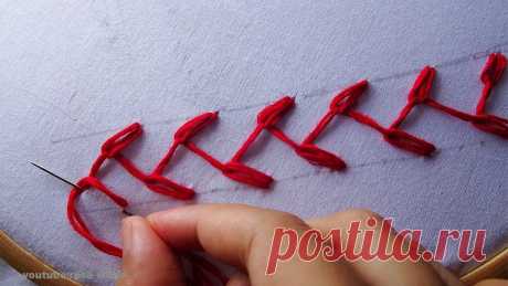 Basic hand Embroidery part -12 | Border line  Stitch tutorial by rose world