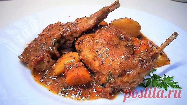 Easy Recipe: Rabbit stew with potatoes recipe. Rabbit alla cacciatora with potatoes - Italian food.