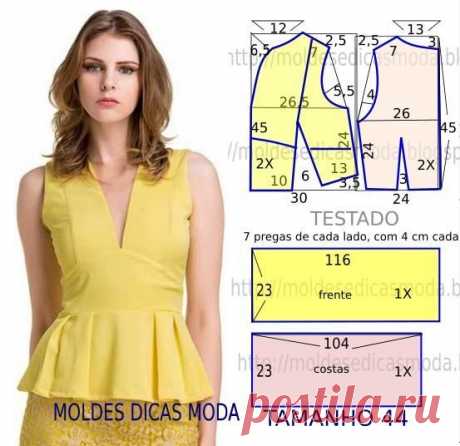 (136) MOLDE DE BLUSA PEPLUM | Баска и Простота