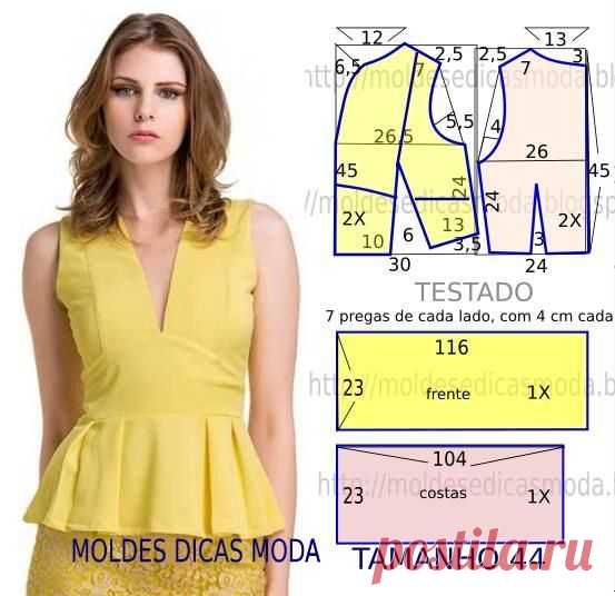 (136) MOLDE DE BLUSA PEPLUM | Баска и Простота