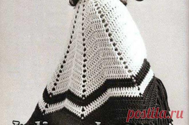 Полукруглая шаль зигзагом