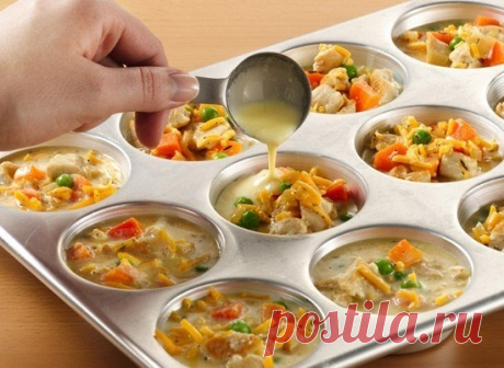 Маффины с овощами и курицей