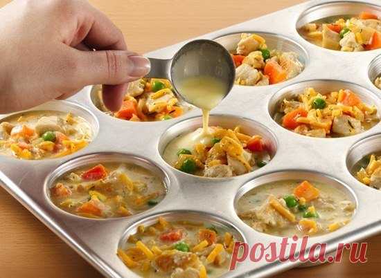 Маффины с овощами и курицей