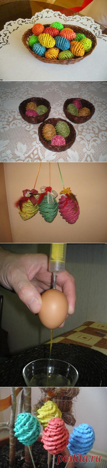 плетем яйца из газет.