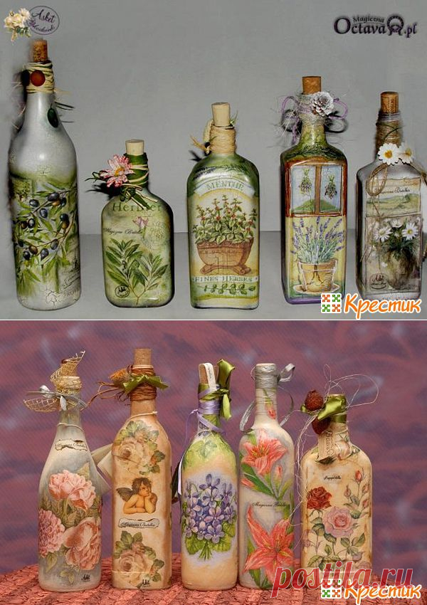 Декупаж бутылок: мастер класс от А до Я
