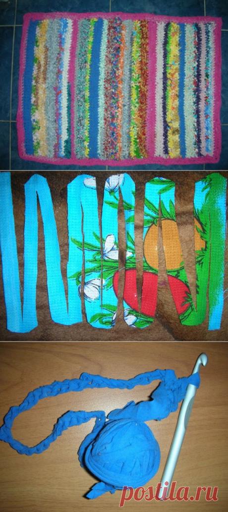 Коврик из лоскутков крючком своими руками