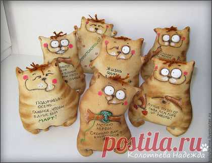 Купить Коты шкодные - коричневый, коты, позитив, примитив, примитивы, кот, кофе, кофейный