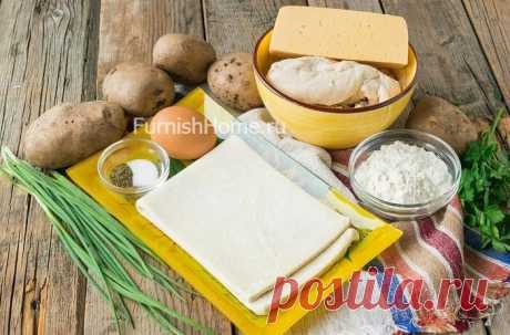 Закусочные слойки с куриным филе и картофелем