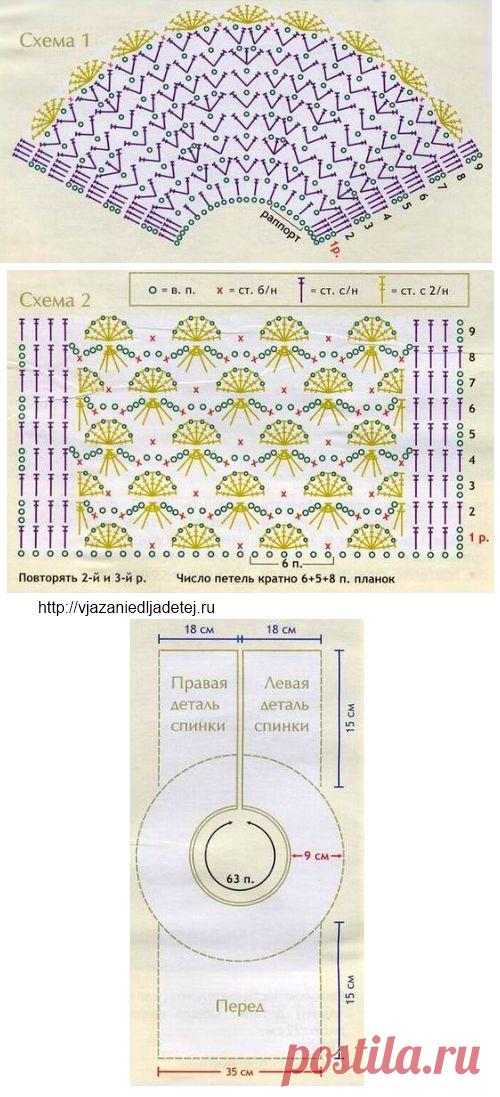 Схема вязания платья для девочки на 0-3 месяца крючком | Бесплатные схемы вязания для