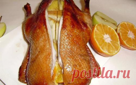Утка медовая с яблоками и мандаринами » Рецептико