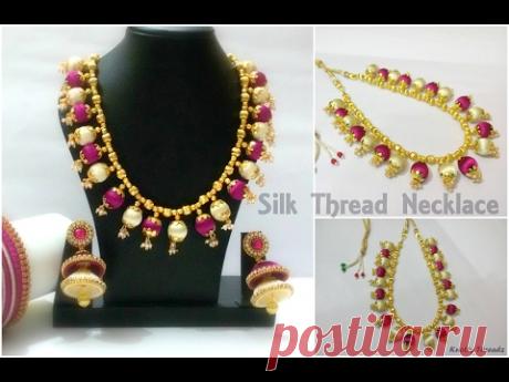 How to make a Designer Silk Thread Necklace with Loreals at Home | Tutorial | Knotty Threadz !