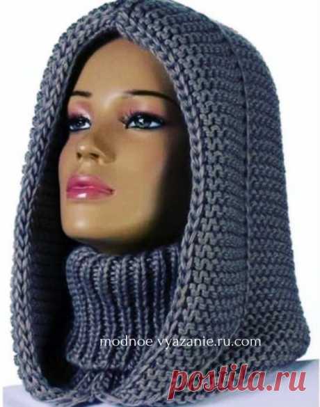 Воротник капюшон вязаный спицами - Knitting.Klubok.ru.com