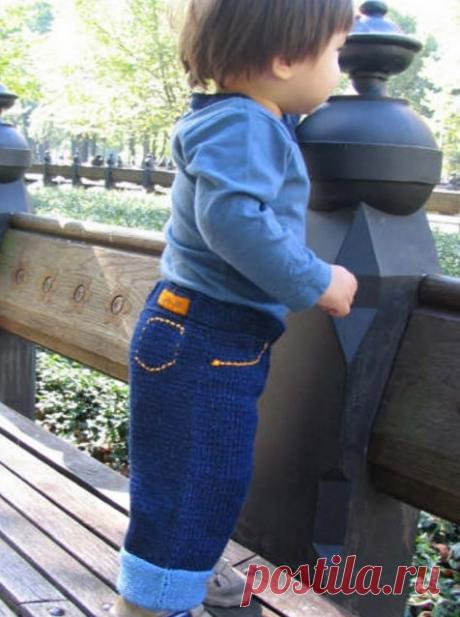 Штанишки - джинсы спицами