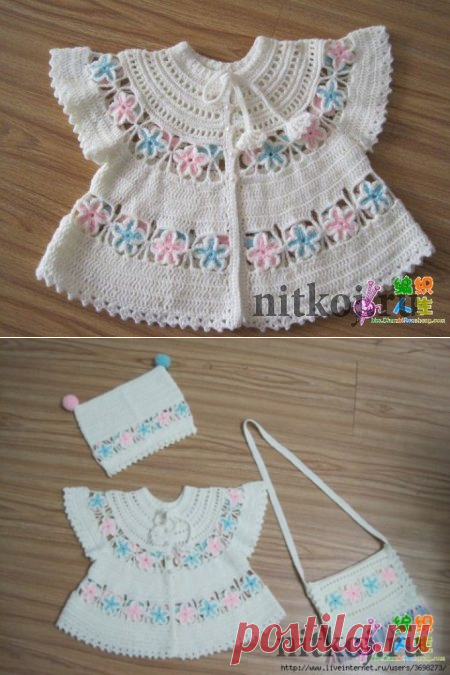 Кофточка крючком с цветочками » Ниткой - вязаные вещи для вашего дома, вязание крючком, вязание спицами, схемы вязания