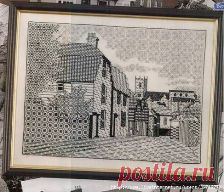 Пейзаж в стиле blackwork