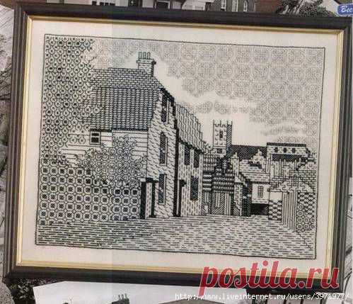 Пейзаж в стиле blackwork