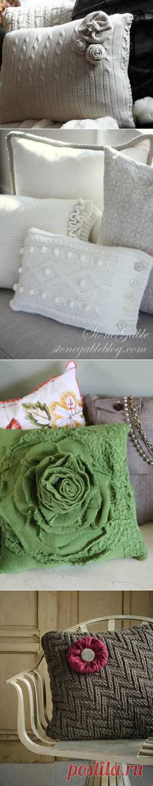 Подушки из старого свитера — 50 прекрасных идей