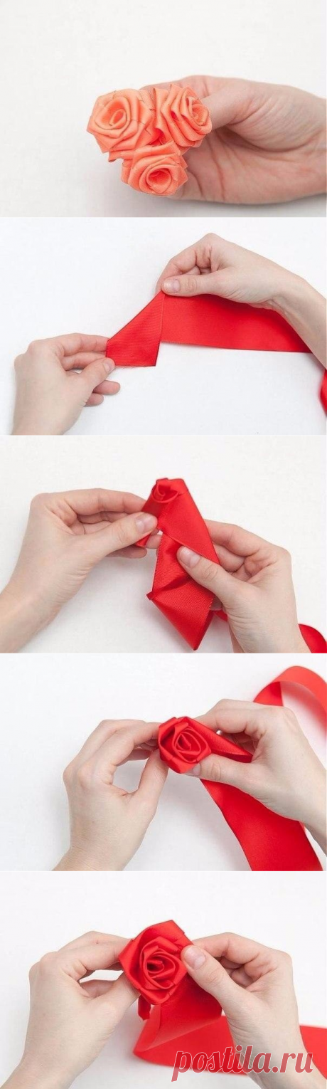 ​Роза из атласной ленты
