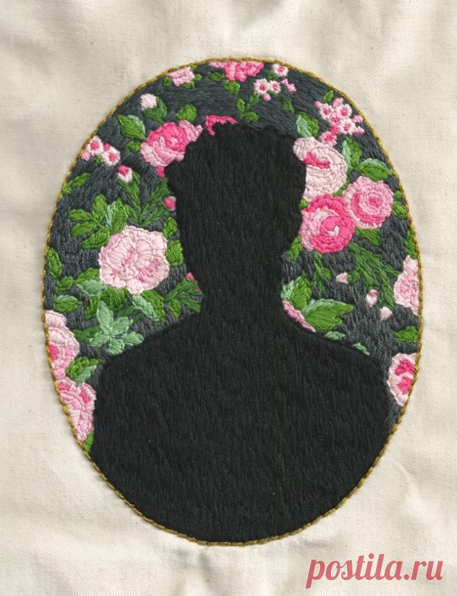 Вышитый портрет Модная одежда и дизайн интерьера своими руками