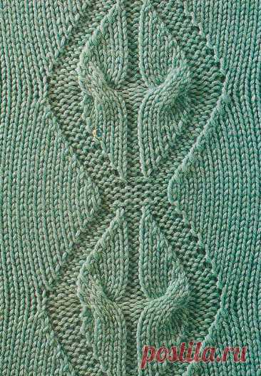 Узор № 6 - узорная полоска с косой. Схему вязания и условные обозначения вы сможете увидеть на сайте.